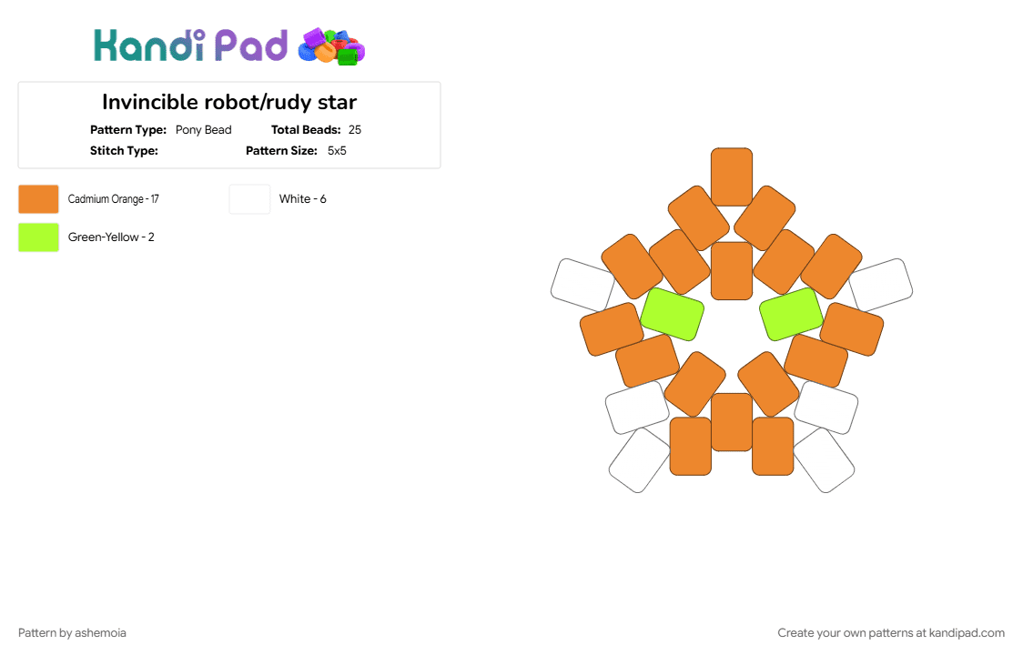 Invincible robot/rudy star - Pony Bead Pattern by ashemoia on Kandi Pad - 
