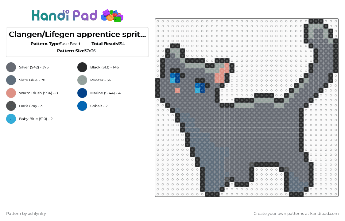 Clangen/Lifegen apprentice sprite #3 - Fuse Bead Pattern by ashlynfry on Kandi Pad - gray,warriors,cat,clangen,lifegen,animal,warrior cats,wild