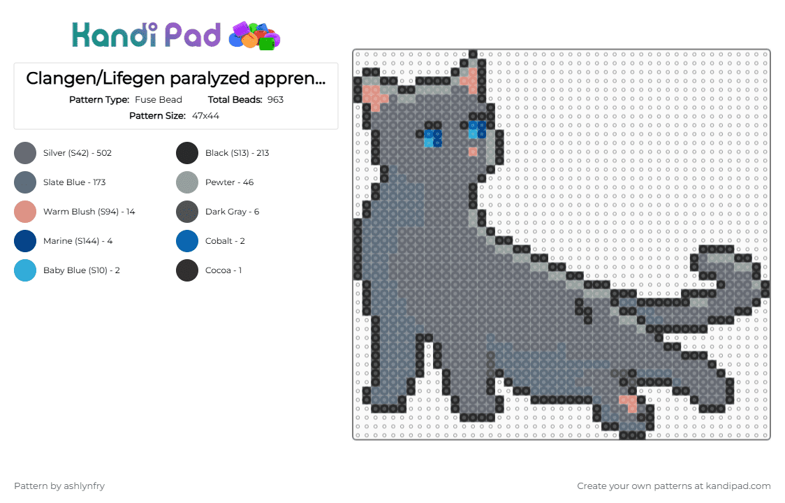 Clangen/Lifegen paralyzed short fur adult sprite #15 - Fuse Bead Pattern by ashlynfry on Kandi Pad - gray,warriors,cat,clangen,lifegen,animal,paralyzed,disability,wild