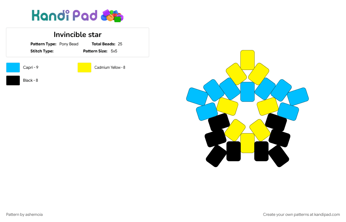Invincible star - Pony Bead Pattern by ashemoia on Kandi Pad - 