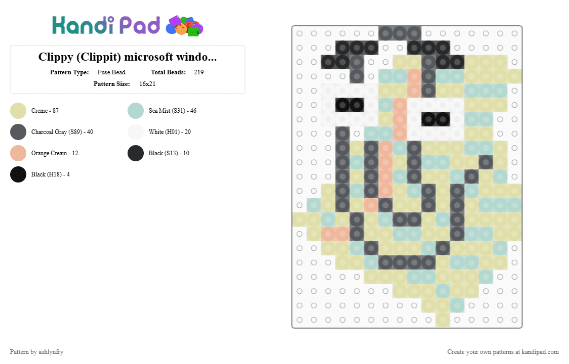 Clippy (Clippit) microsoft windows office assistant 97 - Fuse Bead Pattern by ashlynfry on Kandi Pad - yellow,light blue,windows,computer,xp,clippy,pc,tech,retro,office