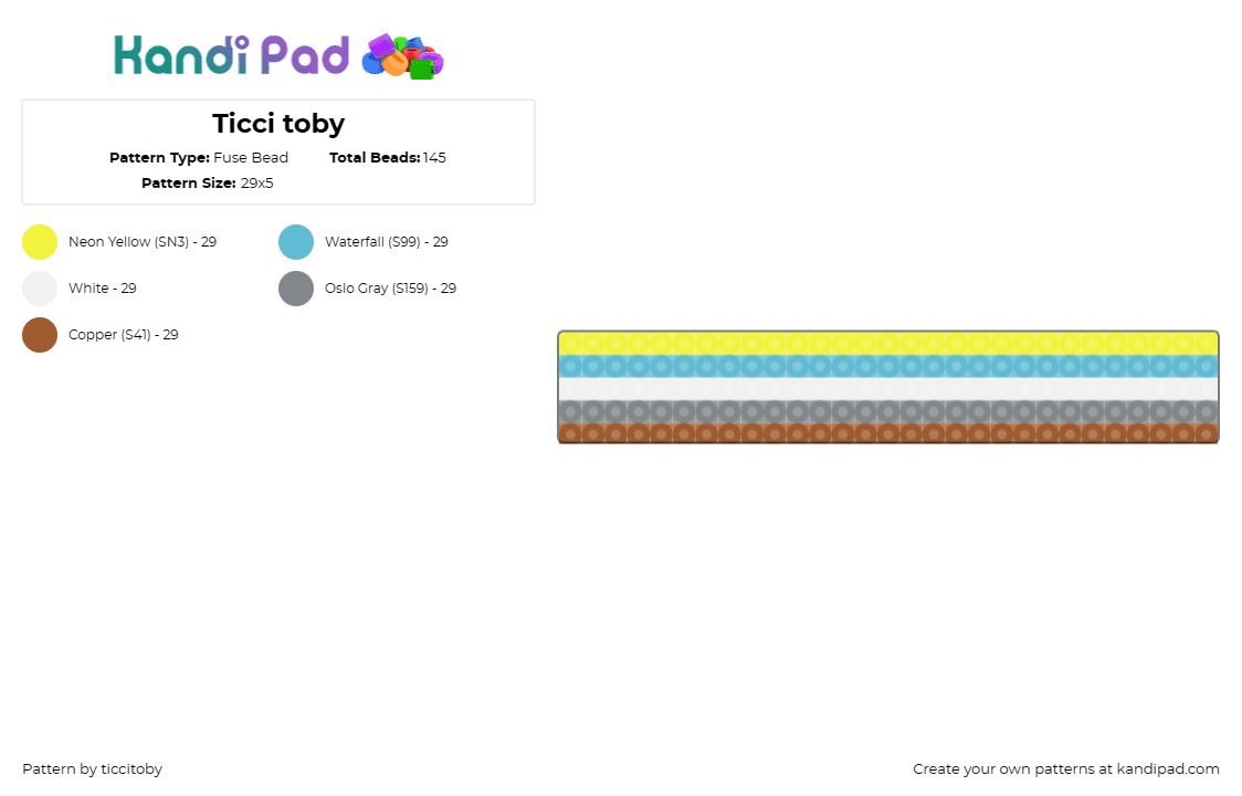 Ticci toby - Fuse Bead Pattern by ticcitoby on Kandi Pad - ticci toby,creepypasta,character essence,distinctive stripes,blue,brown