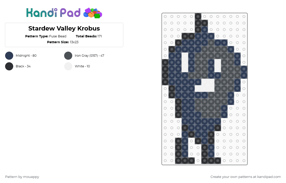 Stardew Valley Krobus - Fuse Bead Pattern by mouappy on Kandi Pad - purple