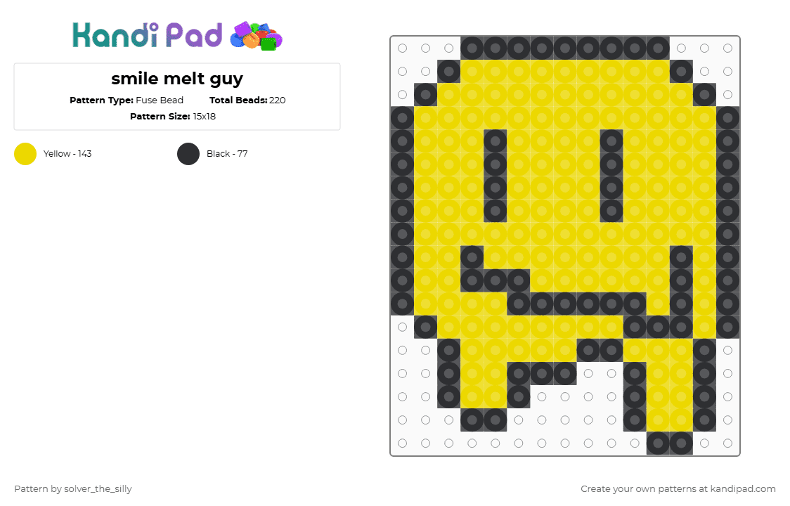 smile melt guy - Fuse Bead Pattern by silly_goober_the_third on Kandi Pad - black,yellow,cotddistortion,smile,melt