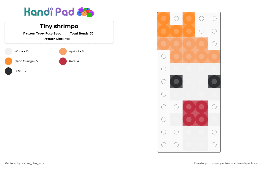 Tiny shrimpo - Fuse Bead Pattern by silly_goober_the_third on Kandi Pad - orange,shrimpo,silly,tiny,anger,dandysworld