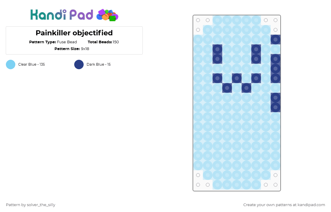 Painkiller objectified - Fuse Bead Pattern by silly_goober_the_third on Kandi Pad - light blue,objectified,clear blue,pk,painkiller,pill,silly,cotdhospitals