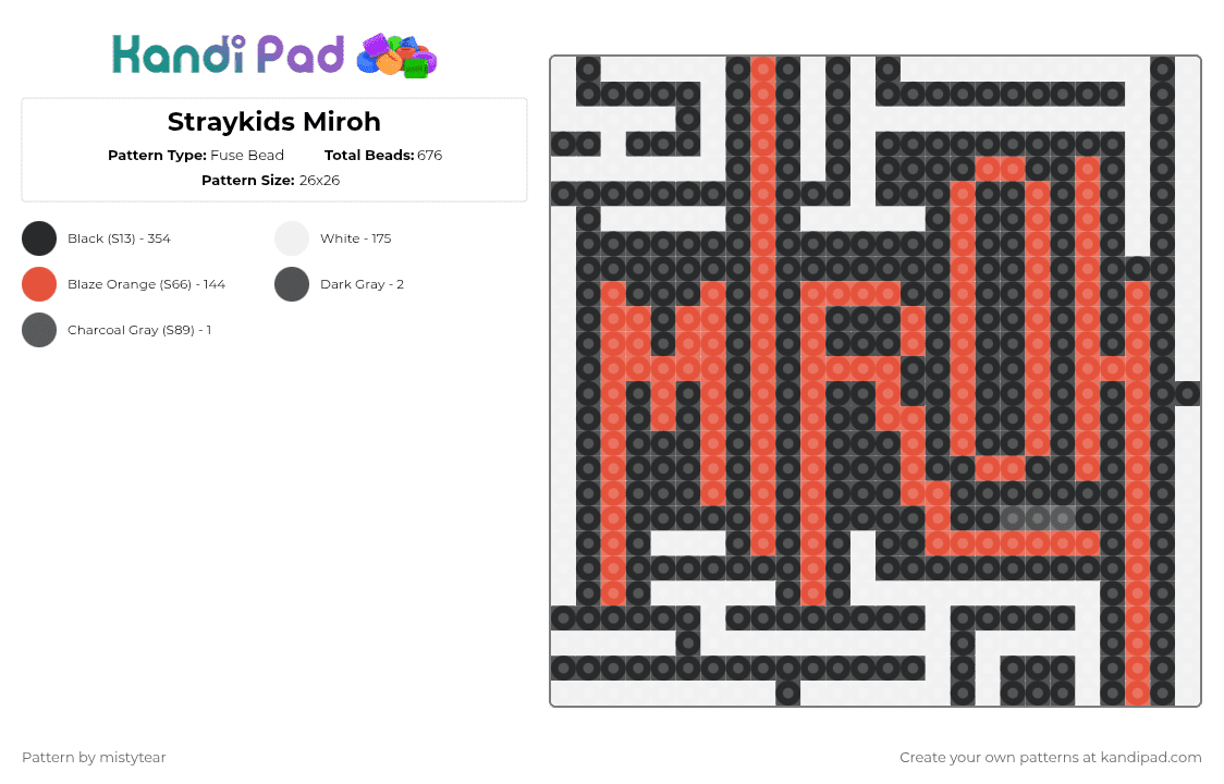 Straykids Miroh - Fuse Bead Pattern by mistytear on Kandi Pad - red