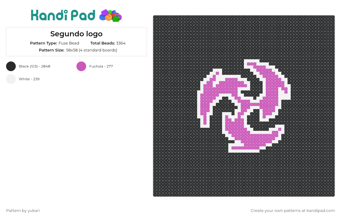 Segundo logo - Fuse Bead Pattern by yukari on Kandi Pad - electro,genshin impact,logo,video game,anime,pink