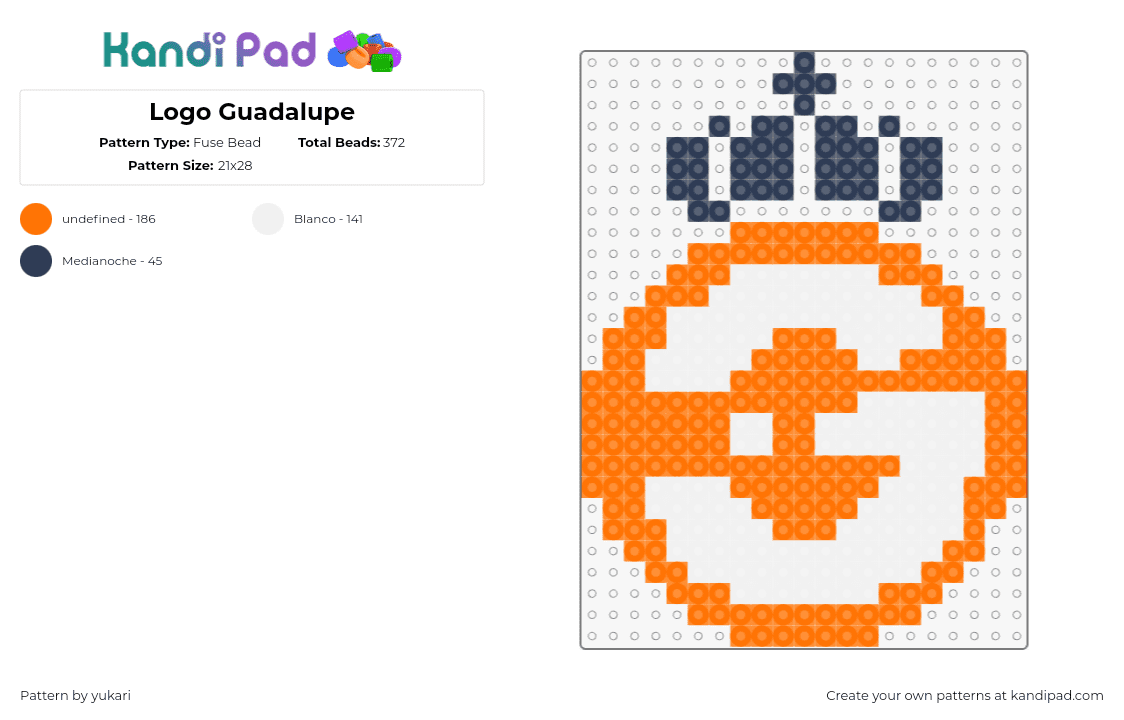 Logo Guadalupe - Fuse Bead Pattern by yukari on Kandi Pad - guadalupe,logo,crown,orange,white