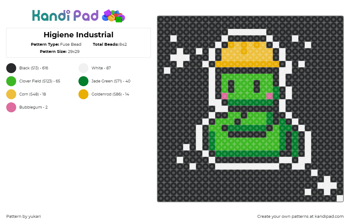 Higiene Industrial - Fuse Bead Pattern by yukari on Kandi Pad - snake,construction,hard hat,cute,safety,whimsical,industrial,green