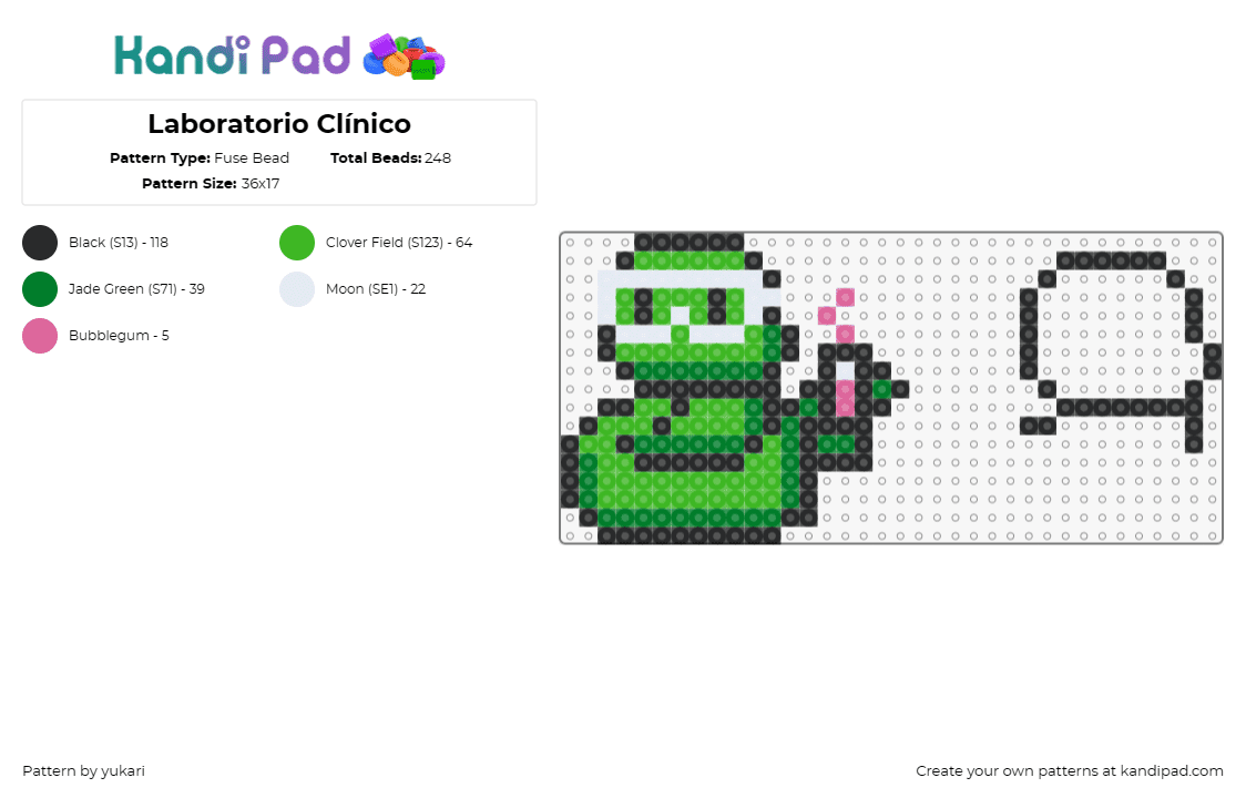 Laboratorio Clínico - Fuse Bead Pattern by yukari on Kandi Pad - snake,laboratory,science,cute,exploration,green,safety