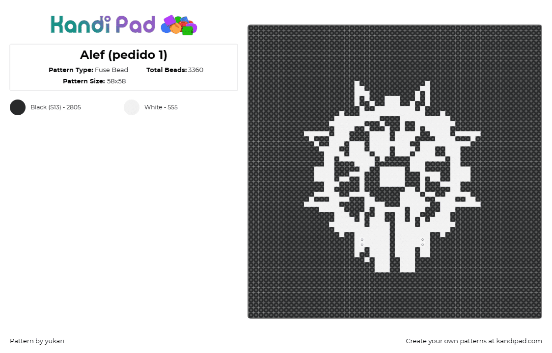 Alef (pedido 1) - Fuse Bead Pattern by yukari on Kandi Pad - 
