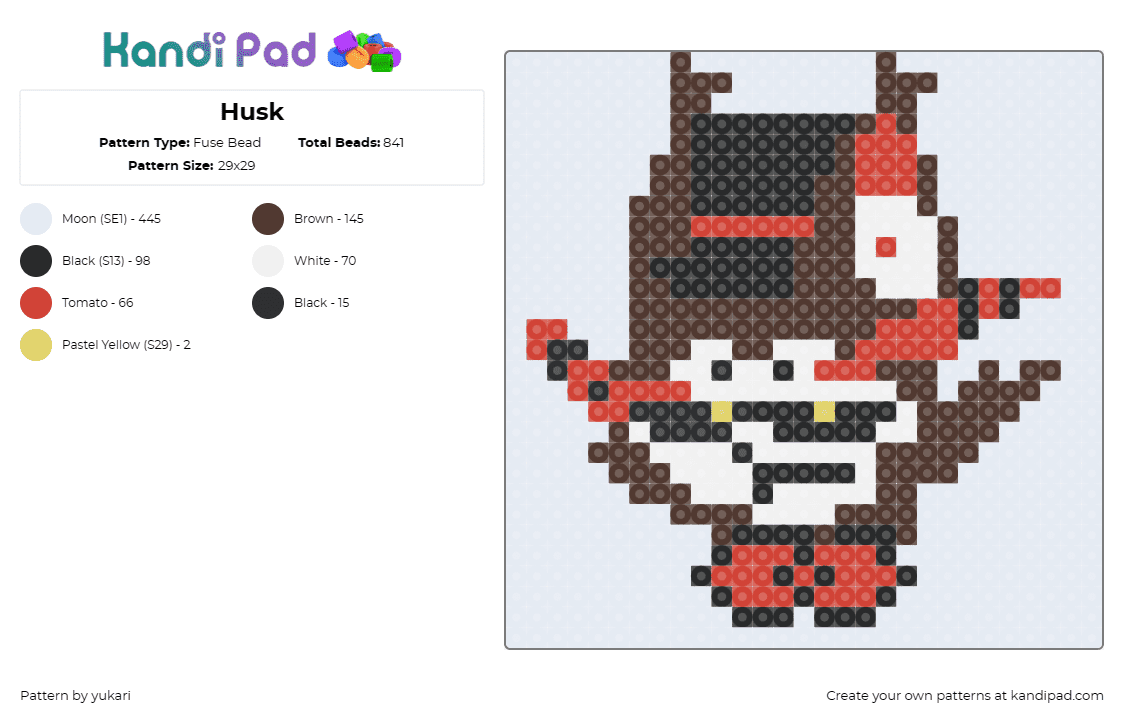 Husk - Fuse Bead Pattern by yukari on Kandi Pad - husk,hazbin hotel,character,demon,tv show,brown,red,white