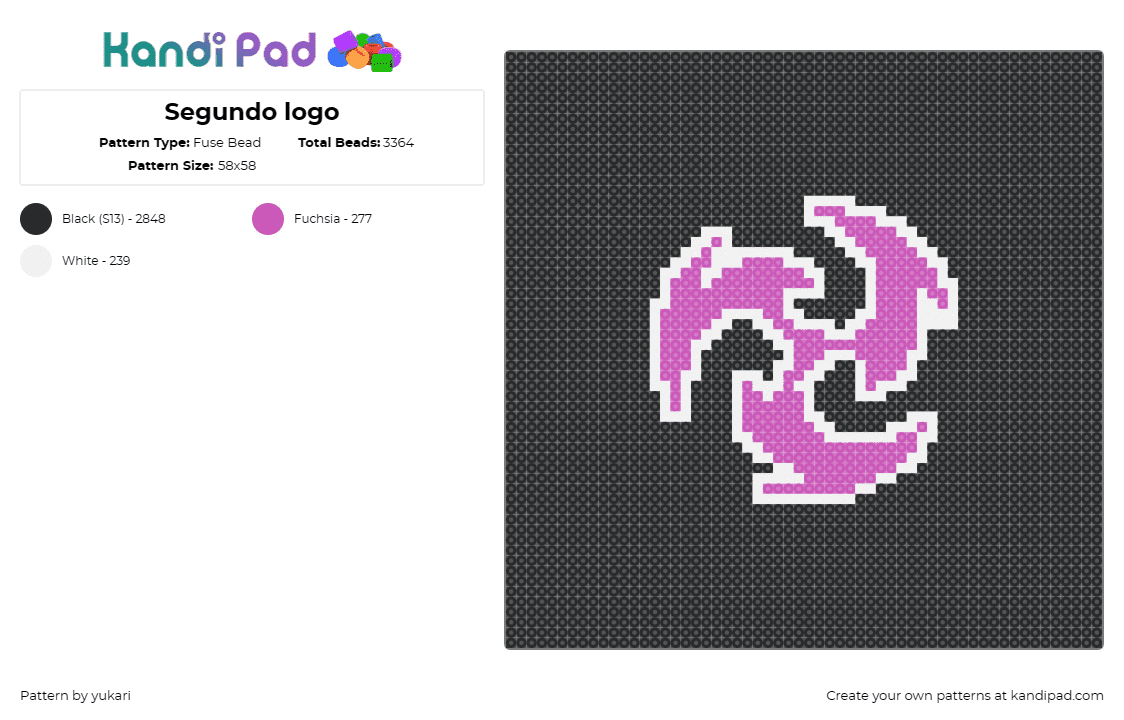 Segundo logo - Fuse Bead Pattern by yukari on Kandi Pad - electro,genshin impact,logo,video game,anime,pink