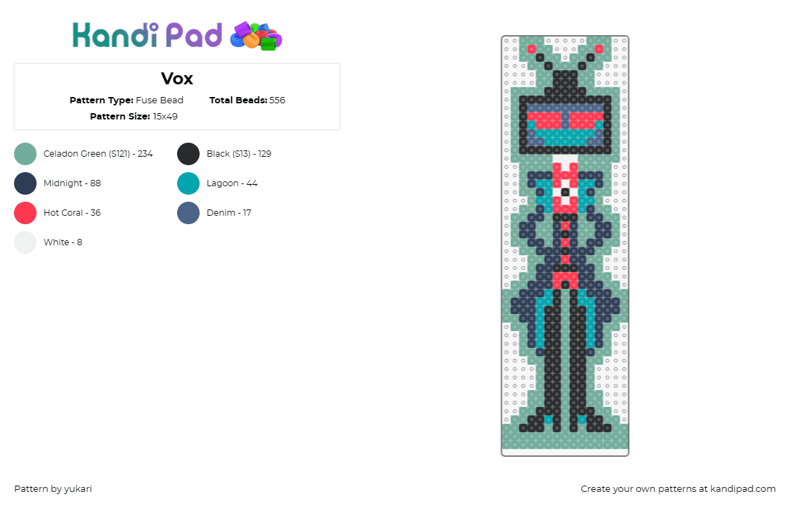 Vox - Fuse Bead Pattern by yukari on Kandi Pad - vox,hazbin hotel,character,television,retro,robotic,antenna,blue,red