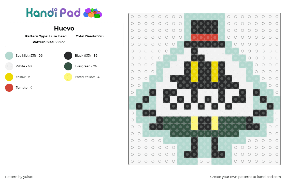 Huevo - Fuse Bead Pattern by yukari on Kandi Pad - egg,top hat,character,whimsical,playful,dapper,quirky