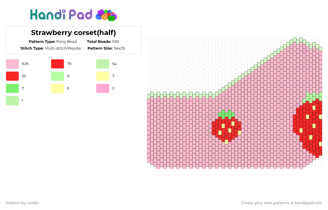 Strawberry corset(half) - Pony Bead Pattern by cicebn on Kandi Pad - pink