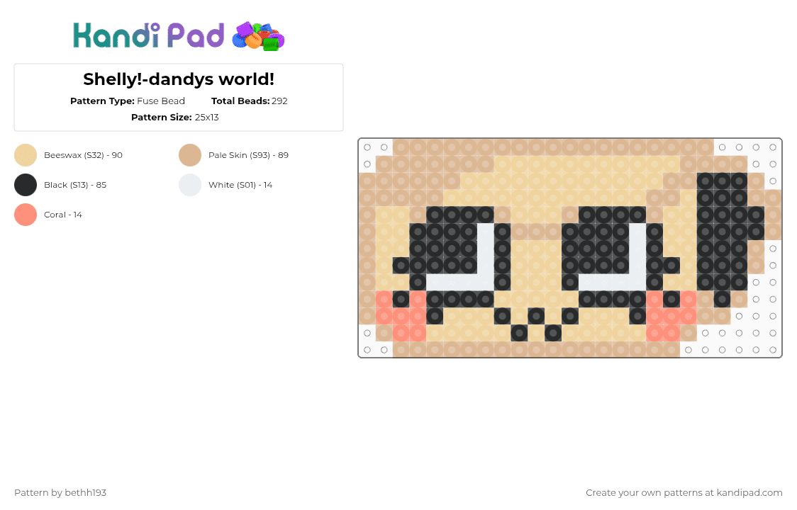 Shelly!-dandys world! - Fuse Bead Pattern by bethh193 on Kandi Pad - beige