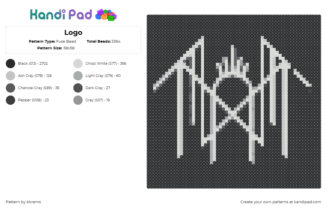 Logo - Fuse Bead Pattern by bkrems on Kandi Pad - sleeptoken,music,striking,black,white