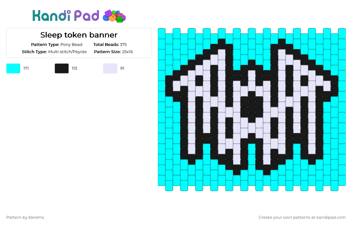 Sleep token banner - Pony Bead Pattern by bkrems on Kandi Pad - white,light blue