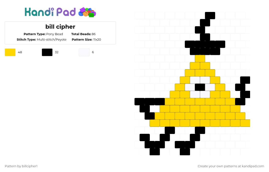 Bill cipher Pony Bead Pattern - Kandi Pad | Kandi Patterns, Fuse Bead ...