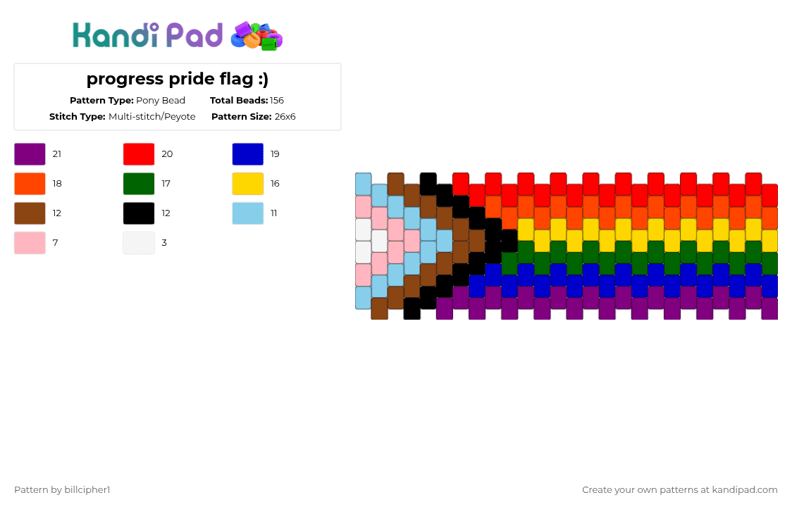 progress pride flag :) - Pony Bead Pattern by billcipher1 on Kandi Pad - red,pink