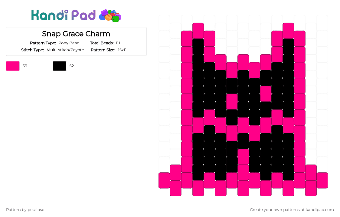 Snap Grace Charm - Pony Bead Pattern by petalosc on Kandi Pad - pink,black,grace,roblox,charm