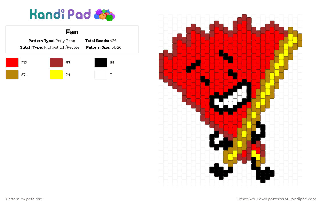 Fan - Pony Bead Pattern by petalosc on Kandi Pad - red,ii,fan inanimate insanity,fan ii,inanimate insanity