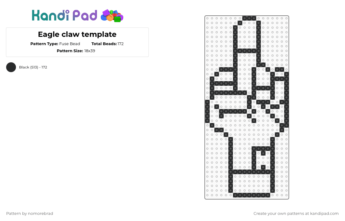 Eagle claw template - Fuse Bead Pattern by nomorebrad on Kandi Pad - black,eagle claw,freedom finger,middle finger,middle,finger,template,spaceship
