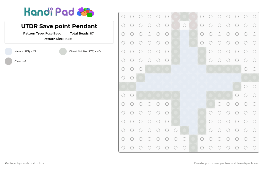 UTDR Save point Pendant - Fuse Bead Pattern by coolantstudios on Kandi Pad - white,pendant,utdr,savepoint,starwalker,deltarune