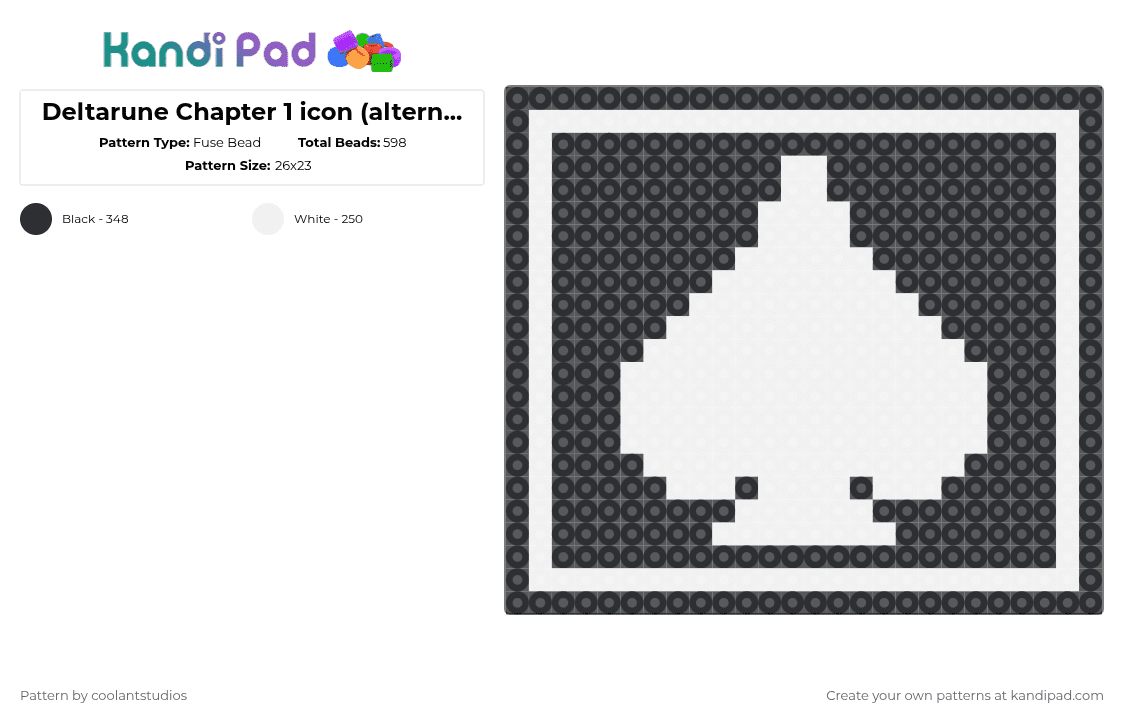 Deltarune Chapter 1 icon (alternative colors) - Fuse Bead Pattern by coolantstudios on Kandi Pad - black,white,deltarune,chapter 1,icon
