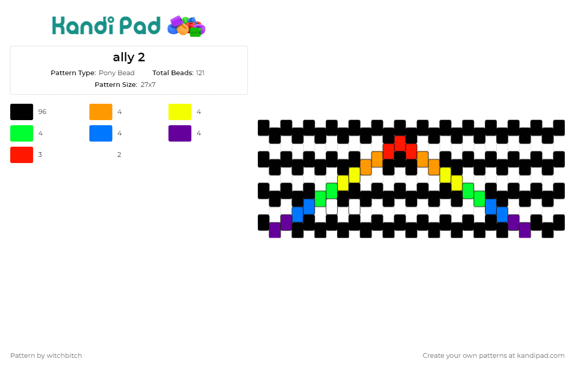 ally 2 - Pony Bead Pattern by witchbitch on Kandi Pad - ally,pride,stripes,geometric,cuff