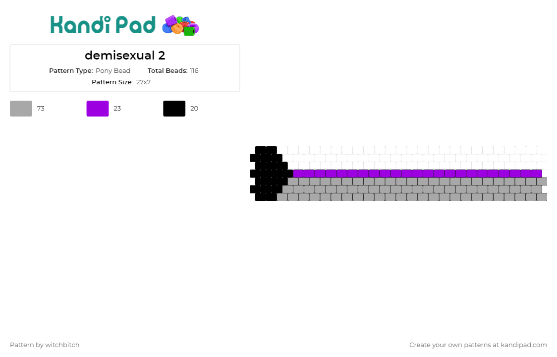 demisexual 2 - Pony Bead Pattern by witchbitch on Kandi Pad - demisexual,flags,pride,cuff