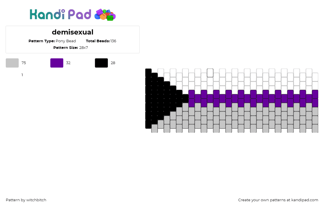 demisexual - Pony Bead Pattern by witchbitch on Kandi Pad - demisexual,pride,cuff,flags