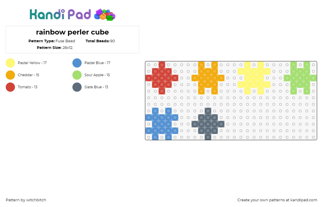 rainbow perler cube - Fuse Bead Pattern by witchbitch on Kandi Pad - cubes,colorful,rainbow,colors,3d