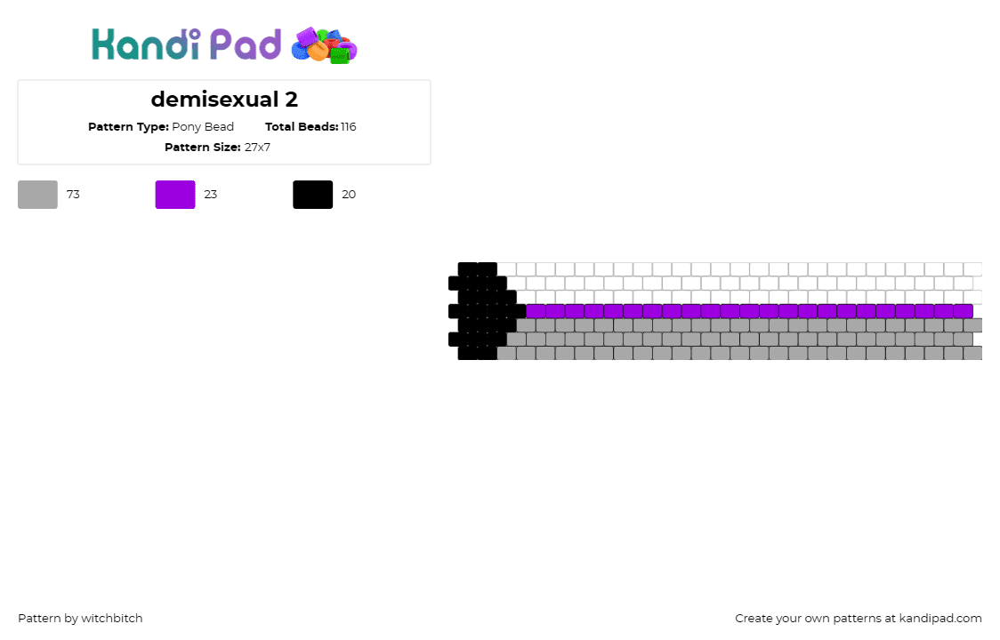 demisexual 2 - Pony Bead Pattern by witchbitch on Kandi Pad - demisexual,flags,pride,cuff