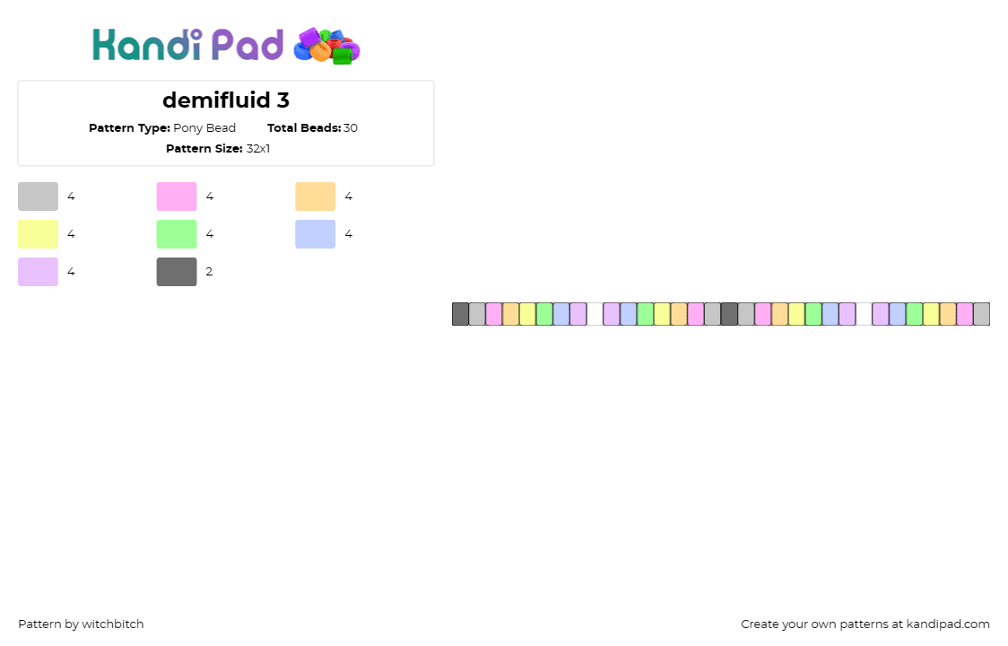 demifluid 3 - Pony Bead Pattern by witchbitch on Kandi Pad - demifluid,pride,singles
