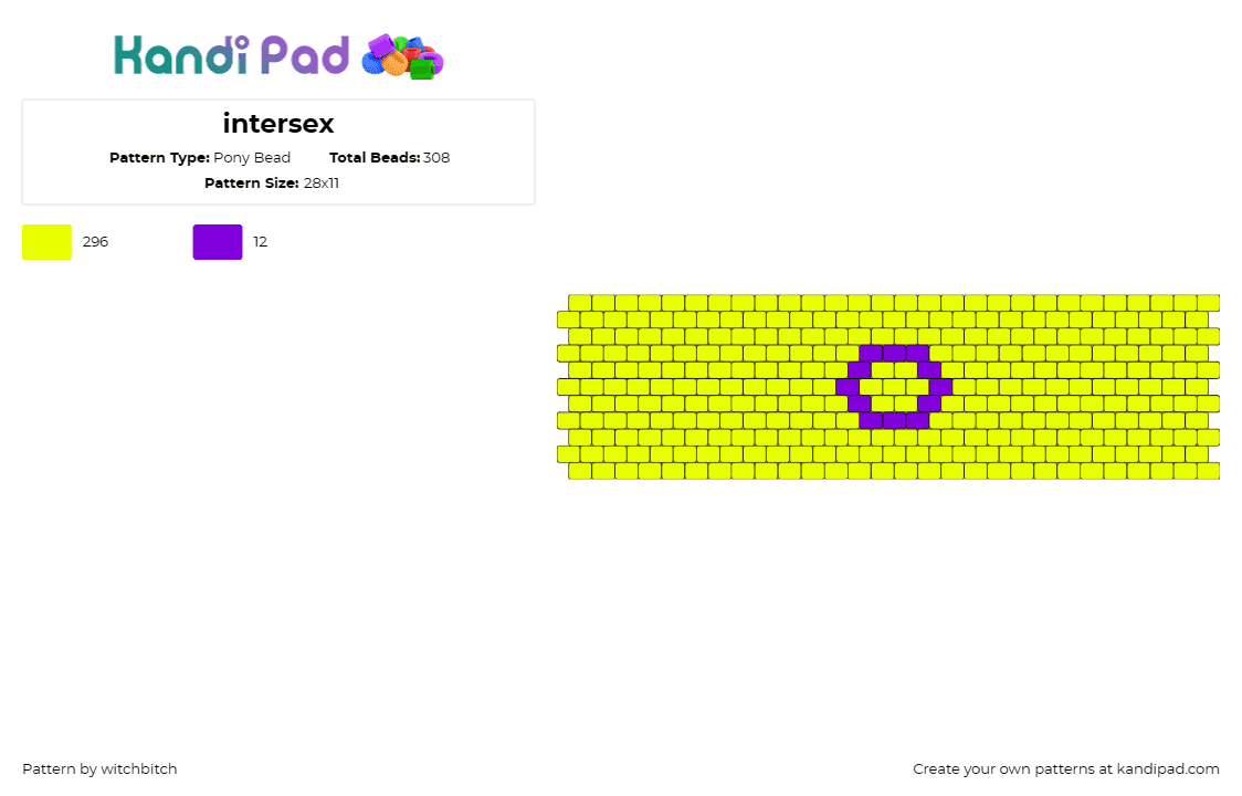 intersex - Pony Bead Pattern by witchbitch on Kandi Pad - intersex,pride,cuff,simple,yellow,purple