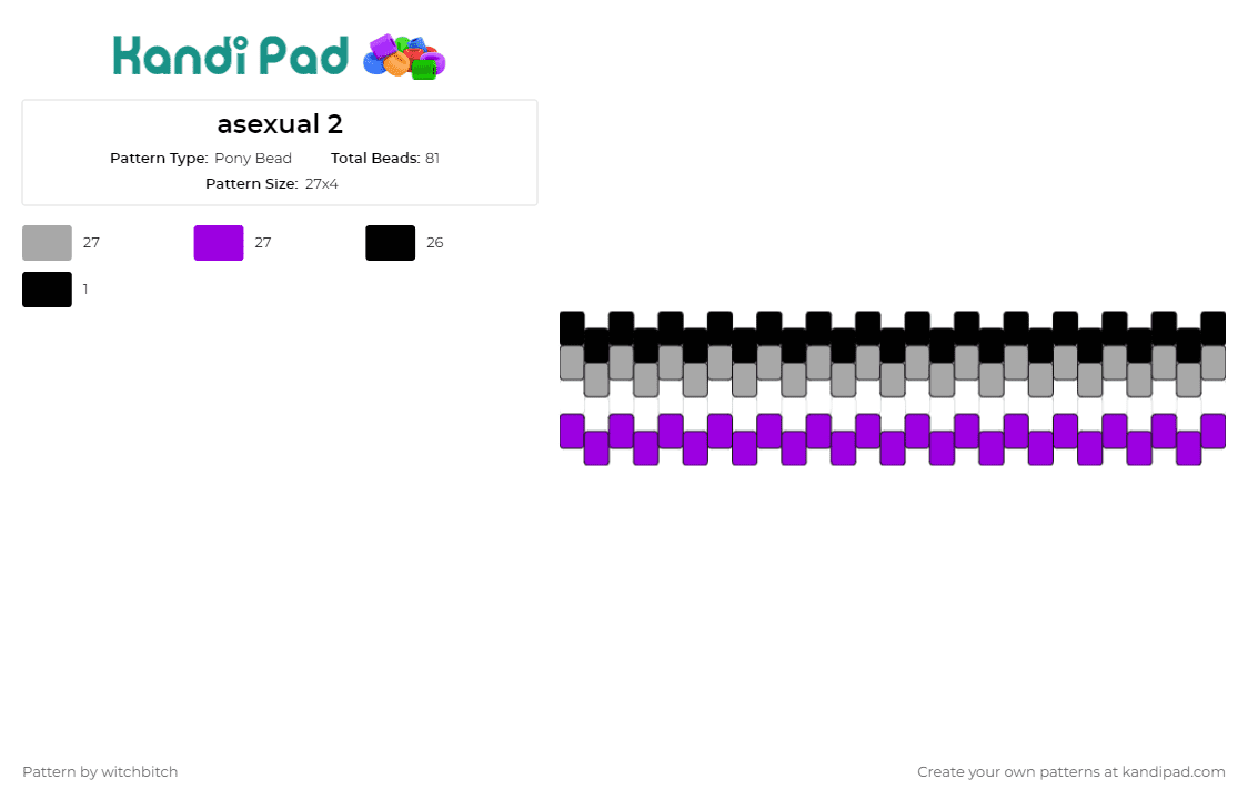 asexual 2 - Pony Bead Pattern by witchbitch on Kandi Pad - asexual,pride,cuff