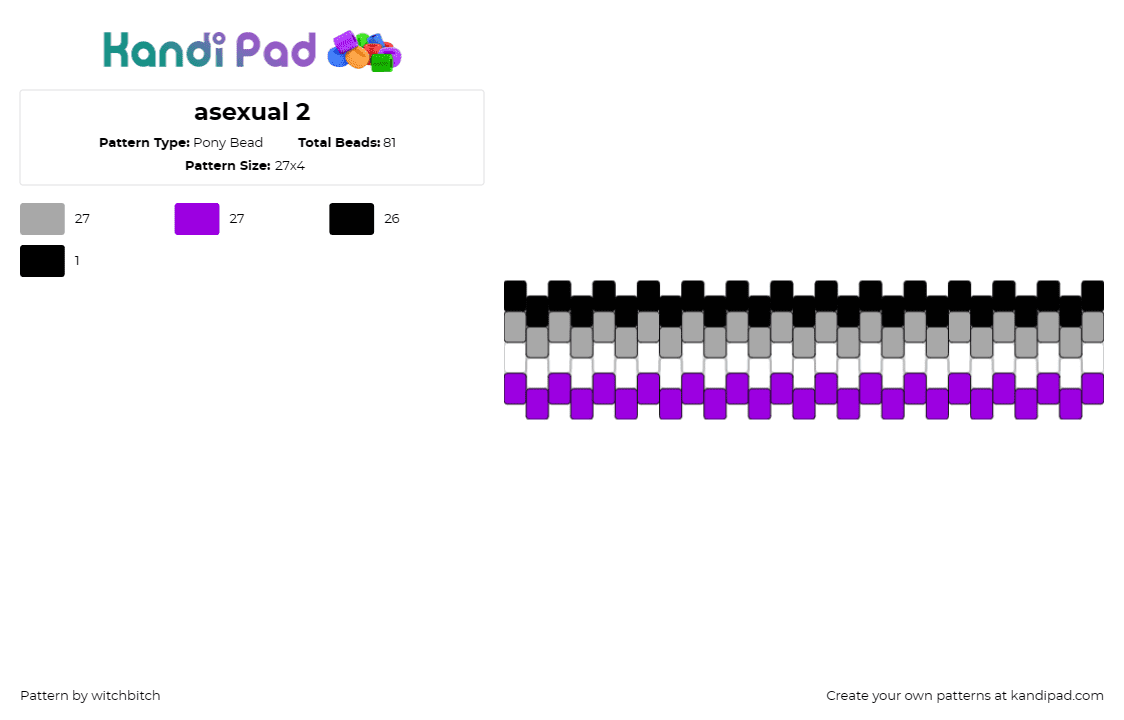 asexual 2 - Pony Bead Pattern by witchbitch on Kandi Pad - asexual,pride,cuff