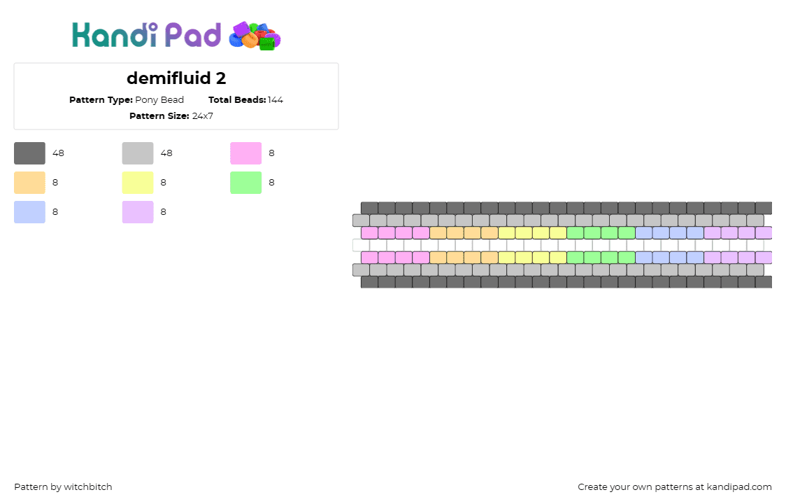 demifluid 2 - Pony Bead Pattern by witchbitch on Kandi Pad - demifluid,pride,cuff