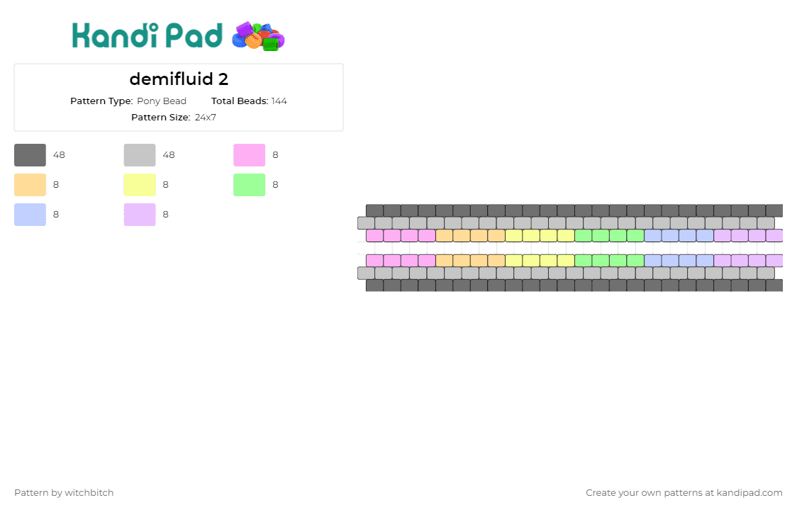 demifluid 2 - Pony Bead Pattern by witchbitch on Kandi Pad - demifluid,pride,cuff