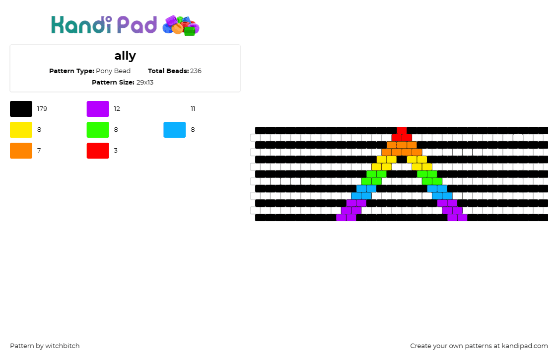 ally - Pony Bead Pattern by witchbitch on Kandi Pad - ally,pride,cuff