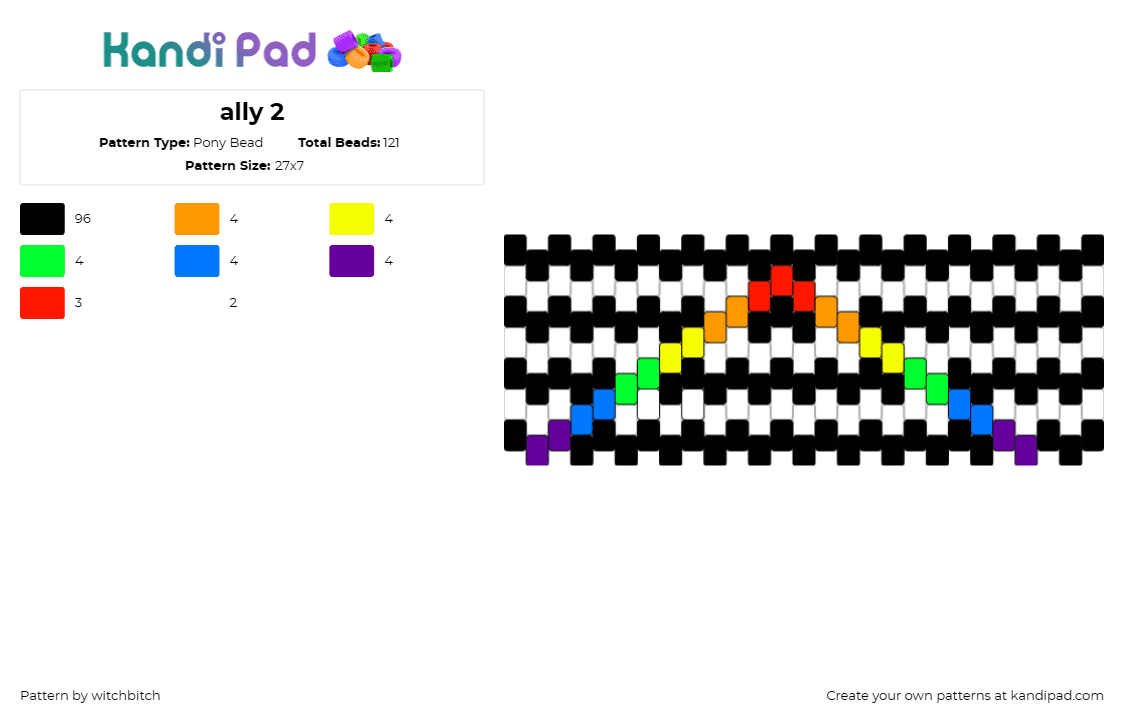 ally 2 - Pony Bead Pattern by witchbitch on Kandi Pad - ally,pride,stripes,geometric,cuff