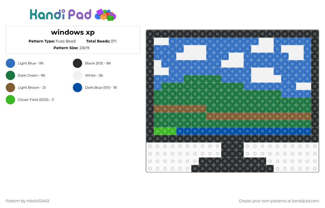 windows xp - Fuse Bead Pattern by nikolai12403 on Kandi Pad - green,blue