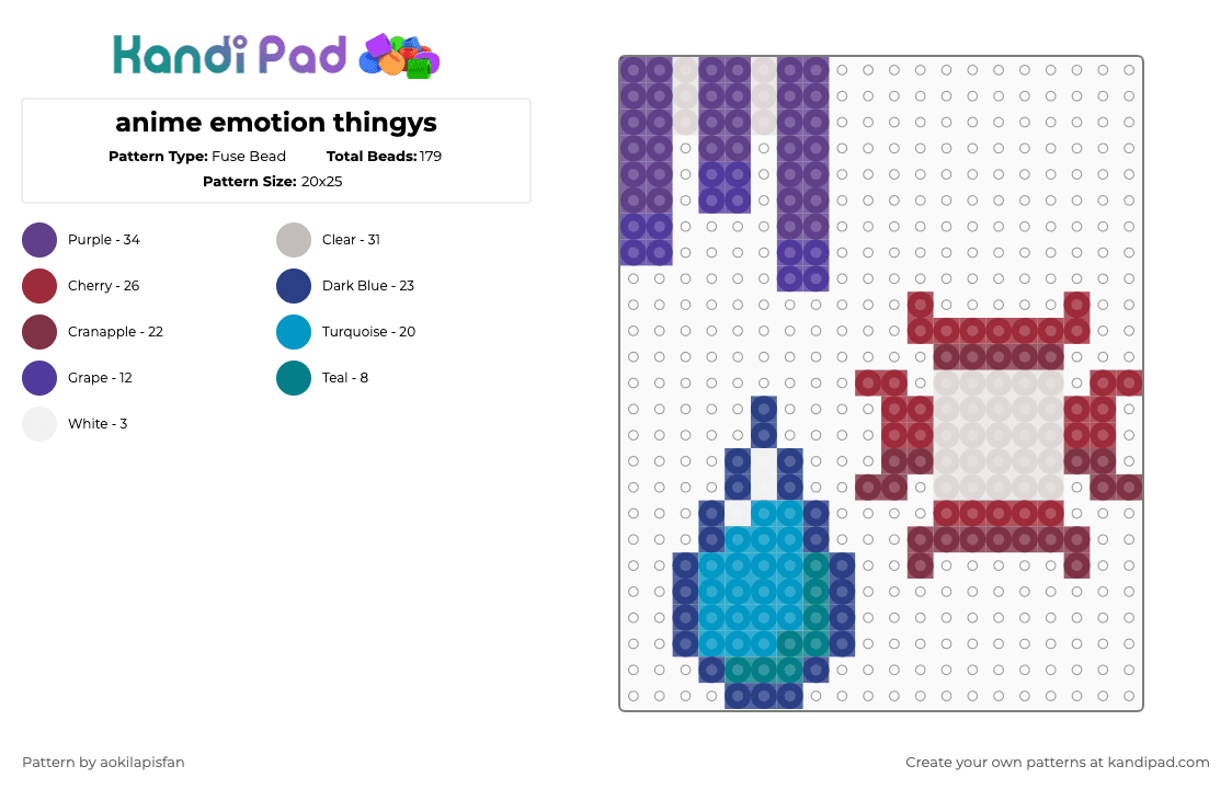 anime emotion thingys - Fuse Bead Pattern by aokilapisfan on Kandi Pad - beige,purple,blue,red,anime,symbol