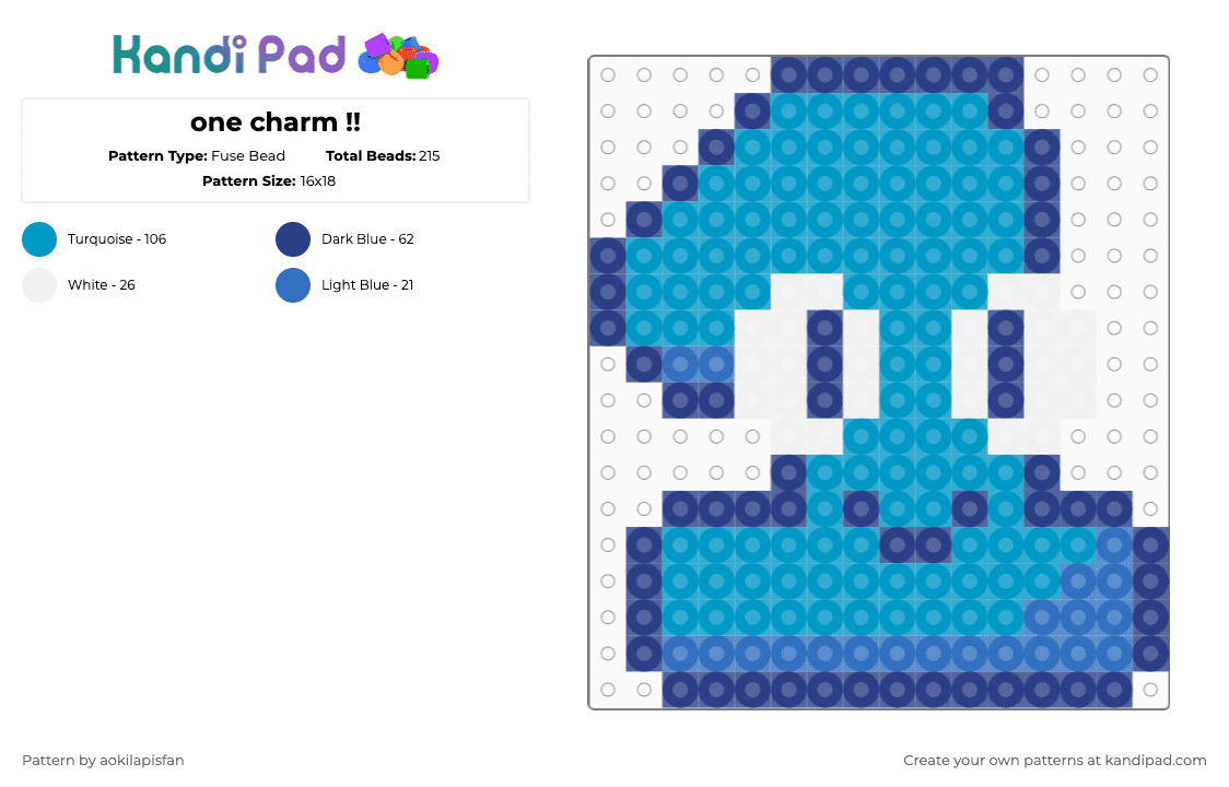 one charm !! - Fuse Bead Pattern by aokilapisfan on Kandi Pad - bfdi, blue, charm, light blue, one, osc, tpot