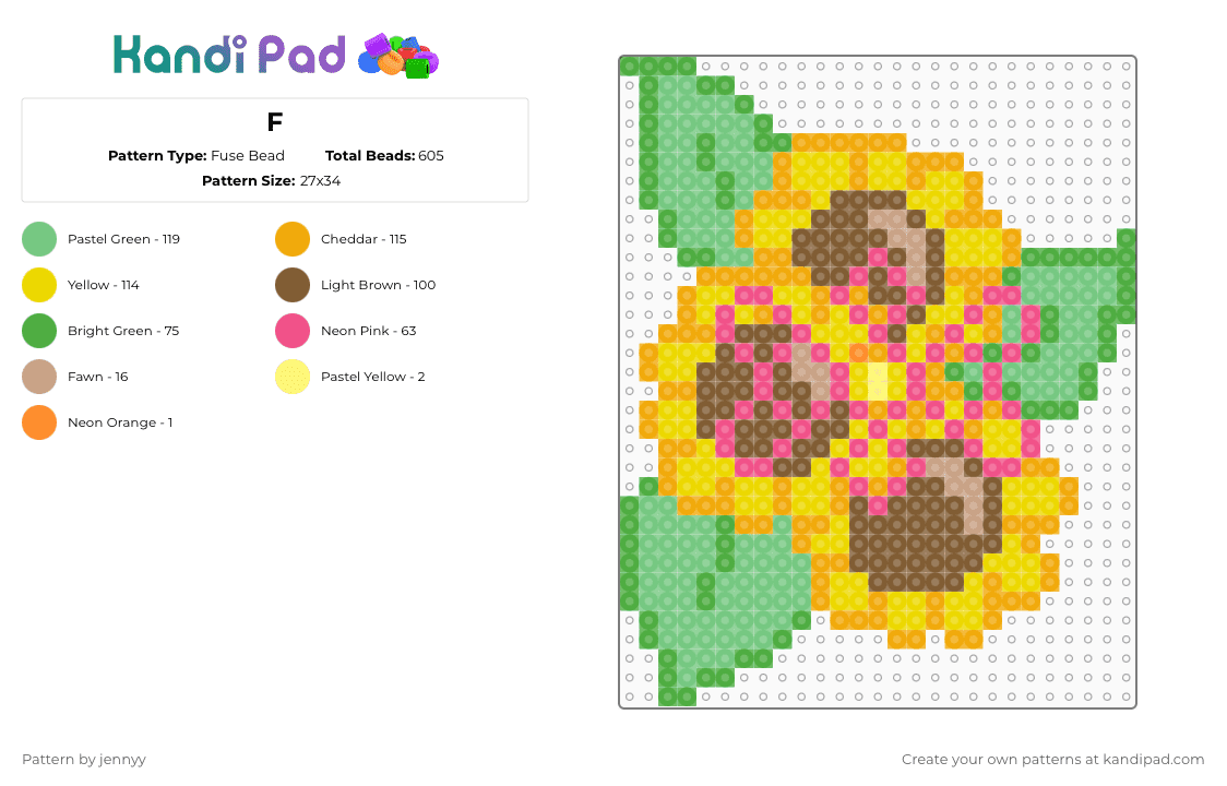 F Fuse Bead Pattern - Kandi Pad | Kandi Patterns, Fuse Bead Patterns ...