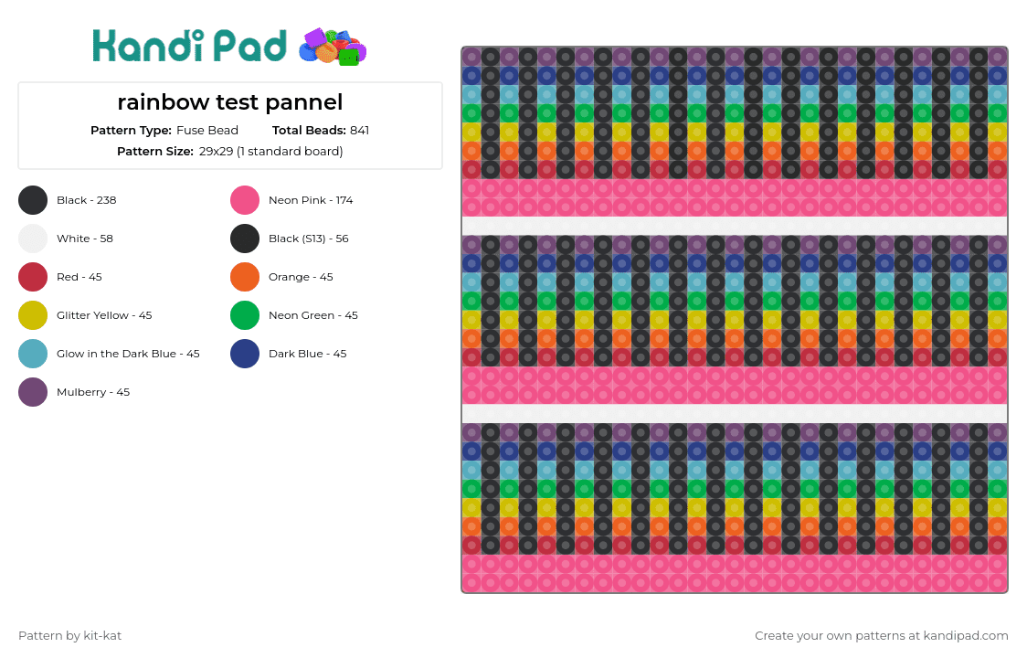 rainbow test pannel - Fuse Bead Pattern by kit-kat on Kandi Pad - grid,generic,stripes,rainbow,vibrant spectrum,playful,colorful,test panel