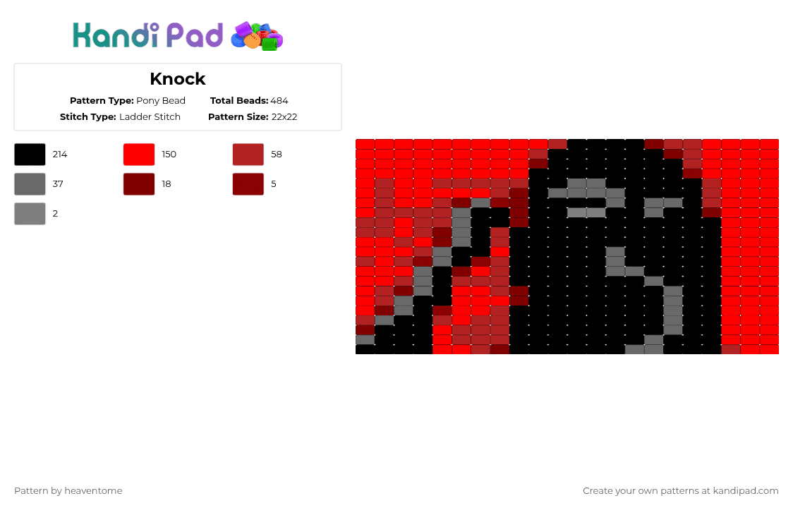 Knock Pony Bead Pattern - Kandi Pad | Kandi Patterns, Fuse Bead ...